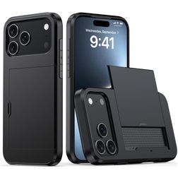 Mobigear Card iPhone 18 Pro Hülle Hardcase Backcover Stoßfest mit Kartenhalter - Schwarz