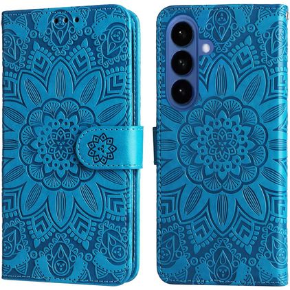 Mobigear Sunflower Samsung Galaxy S26 Hülle Klapphülle Geldbörse - Blau