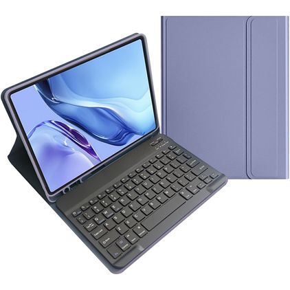 Mobigear Keys Samsung Galaxy Tab S9 FE Hülle QWERTY Bluetooth Tastatur Klapphülle + Stifthalter - Lila