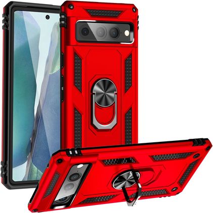 Mobigear Armor Ring Google Pixel 7 Pro Hülle Hardcase Backcover Stoßfest mit Ringhalter - Rot