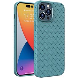 Mobigear Woven iPhone 14 Pro Max Hülle Flexibles TPU Backcover - Blau