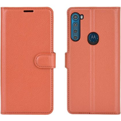 Mobigear Classic Motorola One Fusion Plus Klapphülle Portemonnaie - Cognac
