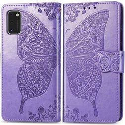 Mobigear Butterfly Samsung Galaxy A41 Hülle Klapphülle Geldbörse - Lila