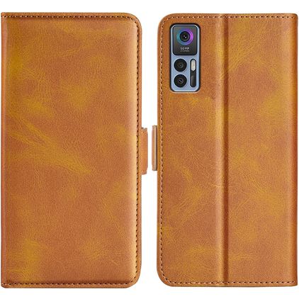 Mobigear Slim Magnet TCL 30 Plus Hülle Klapphülle Geldbörse - Cognac