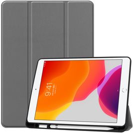 Mobigear Tri-Fold Gel iPad 7 (2019) Hülle TPU,Kunstleder Klapphülle + Stifthalter - Grau