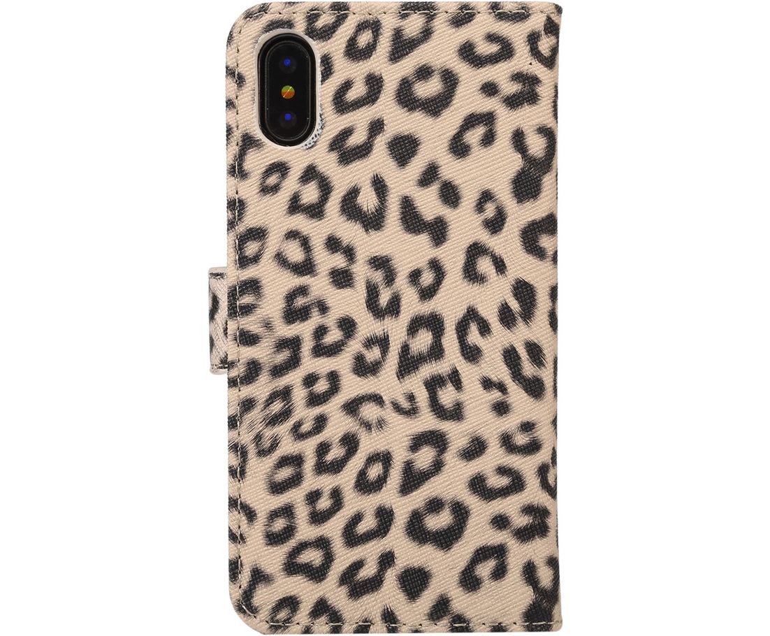 SailorTech IPhone XR Hülle Mit Kartenfach, Reißverschluss & Magnetverschluss – Weißer Leopard, PU-Leder