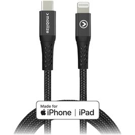 Mobilize Strong Nylon USB-C auf Apple Lightning MFI Kabel 1 Meter - Schwarz