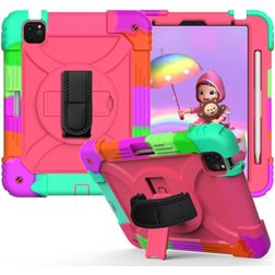 Mobigear SureGrip Xtreme iPad Air 4 (2020) Hülle Kunststoff,Silikon Backcover + Stifthalter + Schulterträger + Ständer - Türkis / Magenta