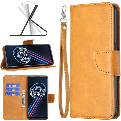 Mobigear Excellent Realme 9 Pro Plus Hülle Klapphülle Geldbörse - Cognac