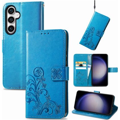 Mobigear Clover Samsung Galaxy S23 FE Hülle Klapphülle Geldbörse - Blau