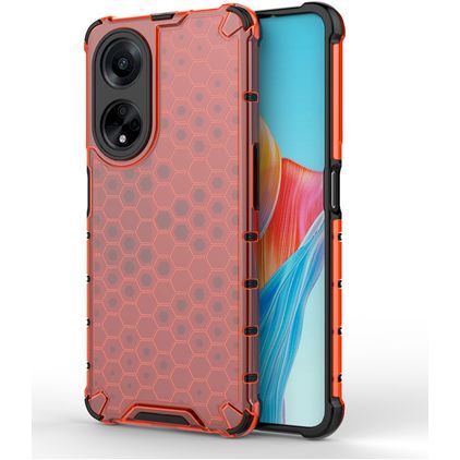 Mobigear Honeycomb OPPO A98 Hülle Hardcase Backcover Stoßfest - Rot