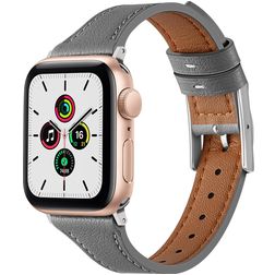 Mobigear Napoli Leder Apple Watch Armband Dornschließe - 49/46/45/44 mm - Grau