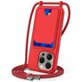 Mobigear Lanyard Card iPhone 16 Pro Silikon Handykette mit Kartenhalter - Rot