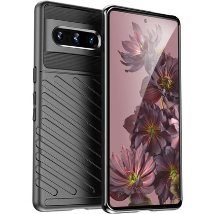 Mobigear Groove Google Pixel 7 Pro Hülle Flexibles TPU Backcover - Schwarz