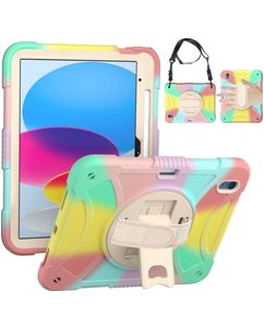 Mobigear SureGrip iPad 11 (2025) Hülle Kunststoff,Silikon Backcover + Stifthalter + Schulterträger + Ständer - Rainbow
