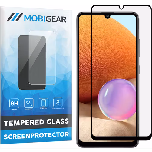 Mobigear Premium Samsung Galaxy A32 4G Panzerglas Gehärtetes Glas Displayschutz - Hüllenfreundlich - Schwarz
