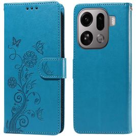 Mobigear Flowers OPPO Find X9 Pro Hülle Klapphülle Geldbörse - Blau