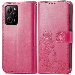 Mobigear Clover POCO X5 Pro Hülle Klapphülle Geldbörse - Magenta