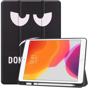 Mobigear Tri-Fold Gel iPad 9 (2021) Hülle TPU,Kunstleder Klapphülle + Stifthalter - Do Not Touch