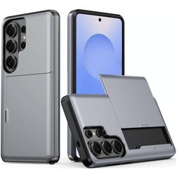 Mobigear Card Samsung Galaxy S26 Ultra Hülle Hardcase Backcover Stoßfest mit Kartenhalter - Grau