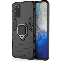 Mobigear Armor Ring Samsung Galaxy S20 Plus Hülle Hardcase Backcover Stoßfest mit Ringhalter - Schwarz