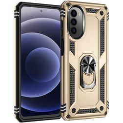 Mobigear Armor Ring Motorola Moto G82 Hülle Hardcase Backcover Stoßfest mit Ringhalter - Gold