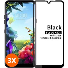 Mobigear Premium LG K40s Panzerglas Gehärtetes Glas Displayschutz - Hüllenfreundlich - Schwarz (3er Pack)