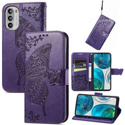 Mobigear Butterfly Motorola Moto G52 Hülle Klapphülle Geldbörse - Lila