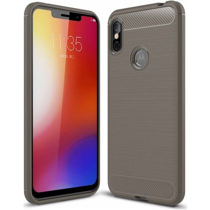Mobigear Brushed Slim Motorola One Power Hülle Flexibles TPU Backcover - Grau