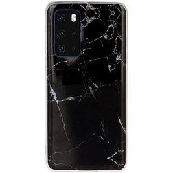 Mobigear Marble Huawei P40 Hülle Flexibles TPU Backcover - Schwarz
