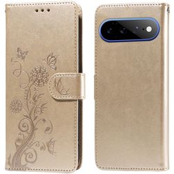 Mobigear Flowers Google Pixel 11 Pro XL Hülle Klapphülle Geldbörse - Gold
