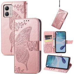 Mobigear Butterfly Motorola Moto E13 Klapphülle Portemonnaie - Roségold