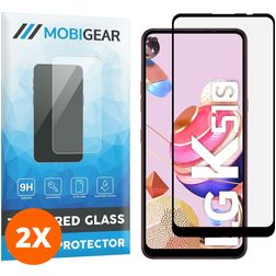 Mobigear Premium LG K51s Panzerglas Gehärtetes Glas Displayschutz - Hüllenfreundlich - Schwarz (2er Pack)