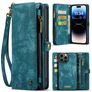 Caseme 008 iPhone 15 Pro Max Hülle Abnehmbare 2in1 Klapphülle Geldbörse - Blau