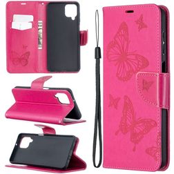 Mobigear Butterfly Samsung Galaxy A12 Hülle Klapphülle Geldbörse - Magenta