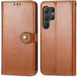 Mobigear Snap Button Samsung Galaxy S25 Hülle Klapphülle Geldbörse - Braun