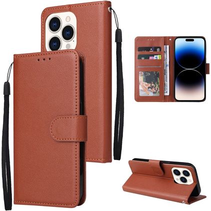 Mobigear Wallet iPhone 14 Pro Max Hülle Klapphülle Geldbörse - Braun