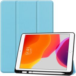 Mobigear Tri-Fold Gel iPad 7 (2019) Hülle TPU,Kunstleder Klapphülle + Stifthalter - Blau
