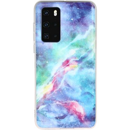 Mobigear Marble Huawei P40 Hülle Flexibles TPU Backcover - Blau