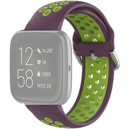Mobigear Sport Plus Buckle Silikon Fitbit Versa 2 Armband Dornschließe - Grün / Lila