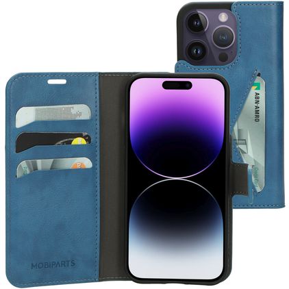Mobiparts Classic Wallet iPhone 14 Pro Hülle Klapphülle Geldbörse - Steel Blue