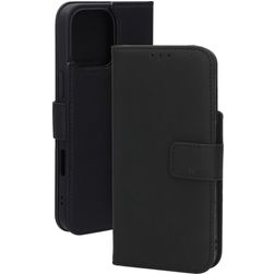 Mobiparts Wallet iPhone 16 Pro Max MagSafe Hülle Echtes Leder Klapphülle Geldbörse - Schwarz