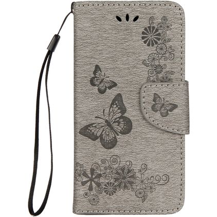 Mobigear Butterfly iPhone XS Hülle Klapphülle Geldbörse - Grau