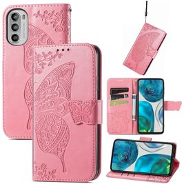 Mobigear Butterfly Motorola Moto G52 Hülle Klapphülle Geldbörse - Pink