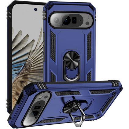 Mobigear Armor Ring Google Pixel 9 Pro XL Hülle Hardcase Backcover Stoßfest mit Ringhalter - Blau