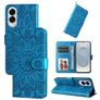 Mobigear Sunflower Samsung Galaxy S25 Edge Hülle Klapphülle Geldbörse - Blau