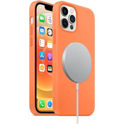 Mobigear Rubber Touch iPhone 12 Pro Max Silikon MagSafe Hülle Backcover - Orange