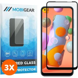 Mobigear Premium Samsung Galaxy A11 Panzerglas Gehärtetes Glas Displayschutz - Hüllenfreundlich - Schwarz (3er Pack)
