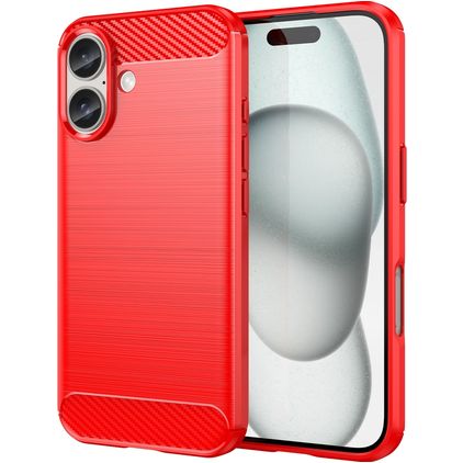 Mobigear Brushed Slim iPhone 16 Hülle Flexibles TPU Backcover - Rot