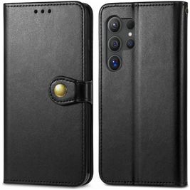 Mobigear Snap Button Samsung Galaxy S25 Plus Hülle Klapphülle Geldbörse - Schwarz